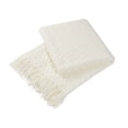 thumbnail image 1 of Unique Bargains Fringe Knitted Decorative Throw Blanket, 50"x 60", Cream White, 1 of 8