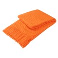 thumbnail image 1 of Unique Bargains Fringe Knitted Decorative Throw Blanket, 50"x 60", Orange, 1 of 8