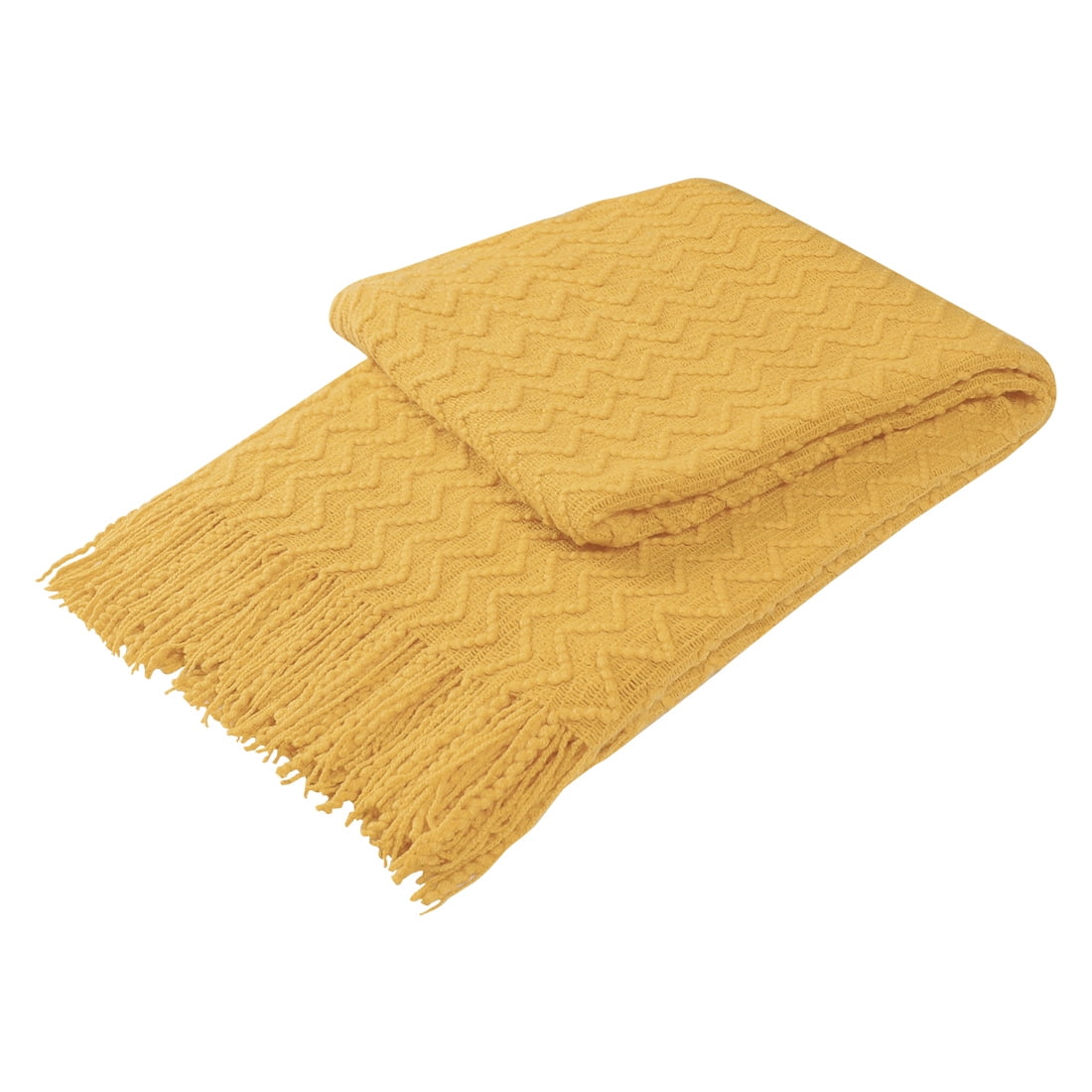 Unique Bargains Fringe Knitted Decorative Throw Blanket, 50"x 60