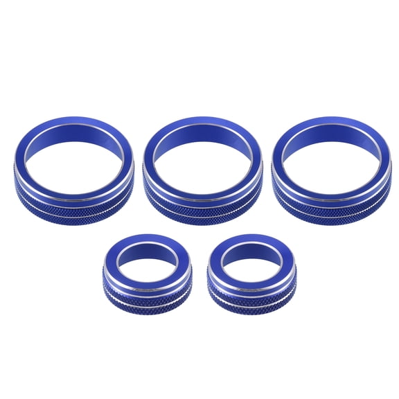 Unique Bargains Front Car AC Media Tune Knob Cover Ring Fit for VW Golf Aluminum Alloy Blue 5 Pcs