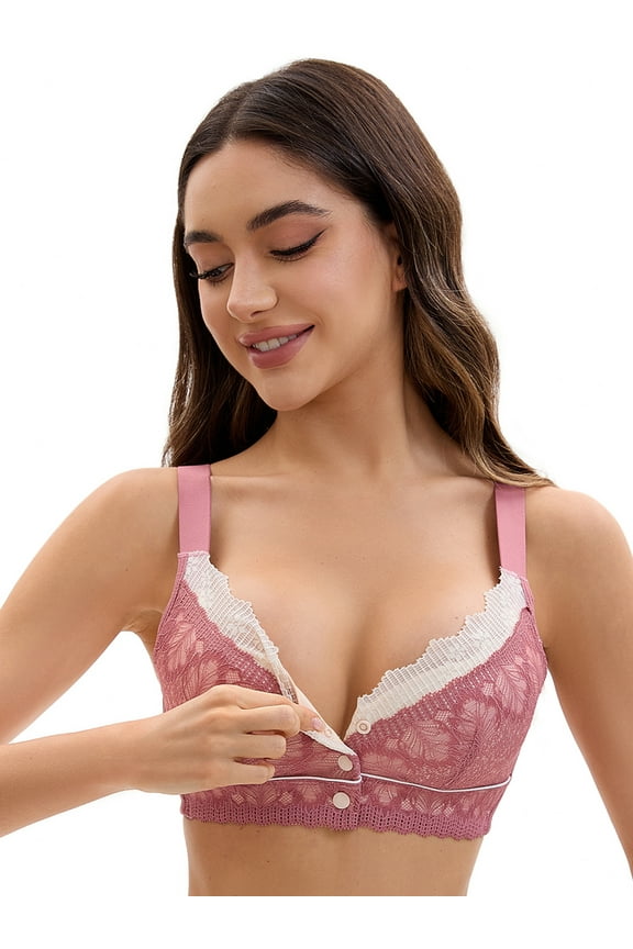 Front Closure Full Coverage Wirefree Bras S Dusty Pink