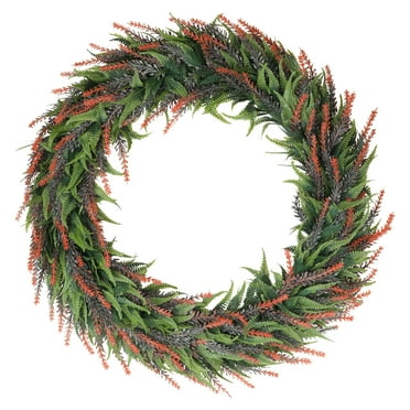 Unique Bargains Front Door Artificial Wreaths Year Round Wreath Hanging Garland Orange
