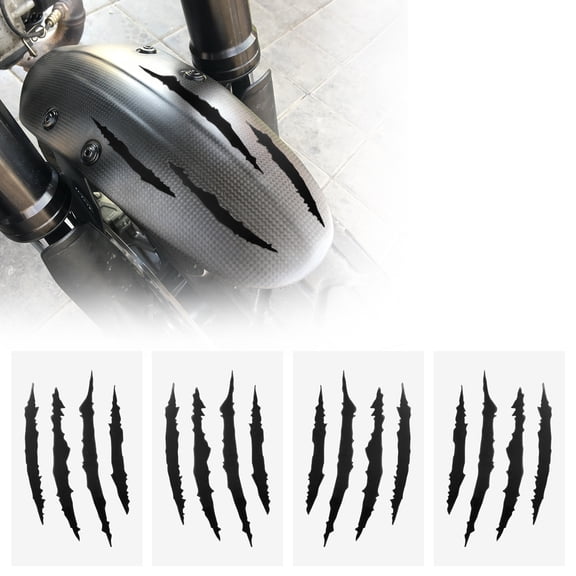 Unique Bargains Front Fender Arrow Sticker Decoration Motorcycle Warning Reflective Tape Waterproof PET Material Black 4 Pcs Motorcycle Fenders 14 cm x 8 cm