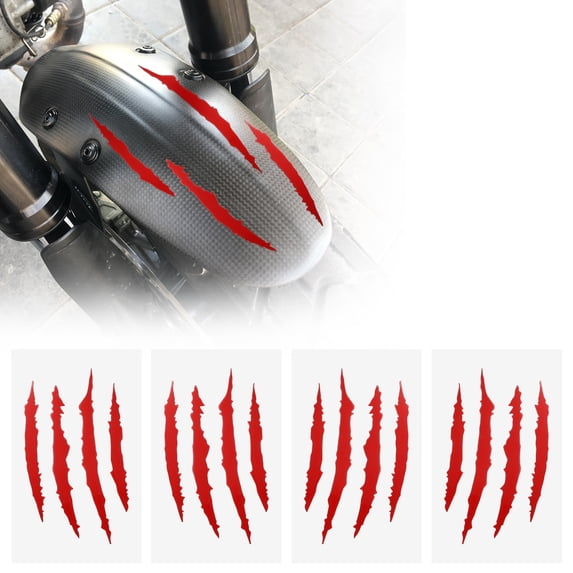 Unique Bargains Front Fender Arrow Sticker Decoration Motorcycle Warning Reflective Tape Waterproof PET Material Reflective Red 4 Pcs Motorcycle Fenders 14 cm x 8 cm