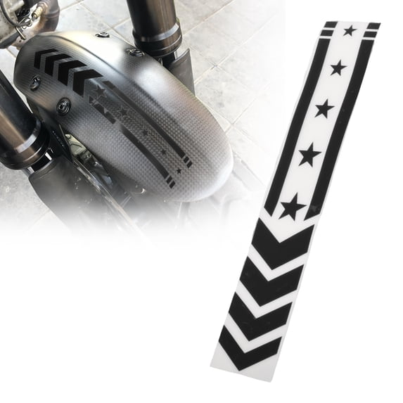Unique Bargains Front Fender Arrow Sticker Decoration Motorcycle Warning Reflective Tape Waterproof Pet Reflective Material Material Black 1 Pcs 34 cm x 5.5 cm
