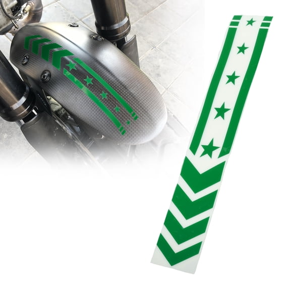 Unique Bargains Front Fender Arrow Sticker Decoration Motorcycle Warning Reflective Tape Waterproof Pet Reflective Material Material Green 1 Pcs 34 cm x 5.5 cm