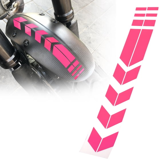 Unique Bargains Front Fender Arrow Sticker Decoration Motorcycle Warning Reflective Tape Waterproof Pet Reflective Material Material Pink 1 Pcs 34 cm x 5.5 cm