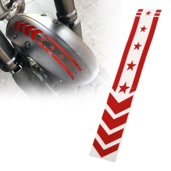 Unique Bargains Front Fender Arrow Sticker Decoration Motorcycle Warning Reflective Tape Waterproof Pet Reflective Material Material Red 1 Pcs 34 cm x 5.5 cm