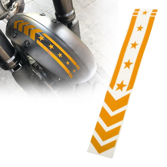 Unique Bargains Front Fender Arrow Sticker Decoration Motorcycle Warning Reflective Tape Waterproof Pet Reflective Material Material Yellow 1 Pcs 34 cm x 5.5 cm