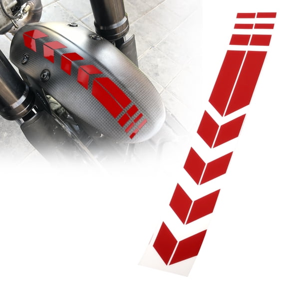Unique Bargains Front Fender Arrow Sticker Decoration Motorcycle Warning Reflective Tape Waterproof Pet Reflective Material Red 1 Pcs 34 cm x 5.5 cm