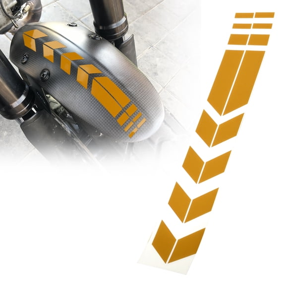 Unique Bargains Front Fender Arrow Sticker Decoration Motorcycle Warning Reflective Tape Waterproof Pet Reflective Material Yellow 1 Pcs 34 cm x 5.5 cm