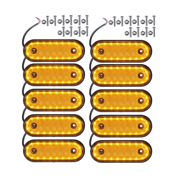 Unique Bargains Front Rear Side Marker Light 2 LED Waterproof for Truck Camper Van Lorry RV Plastic Amber (Set of 10)
