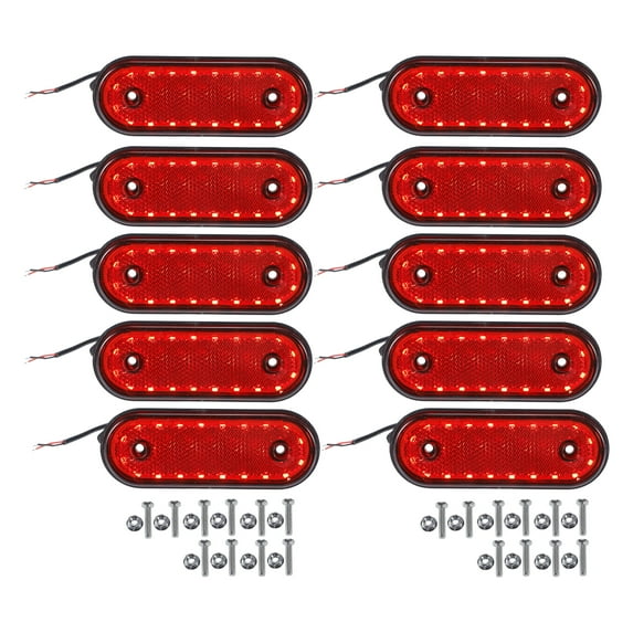 Unique Bargains Front Rear Side Marker Light 2 LED Waterproof for Truck Camper Van Lorry RV Plastic Red (Set of 10)