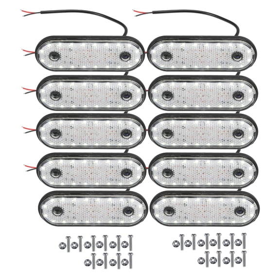 Unique Bargains Front Rear Side Marker Light 2 LED Waterproof for Truck Camper Van Lorry RV Plastic White (Set of 10)