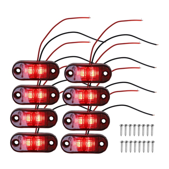 Unique Bargains Front Rear Side Marker Light 2 LED for Truck Camper Van Lorry RV Plastic Red (Set of 8)