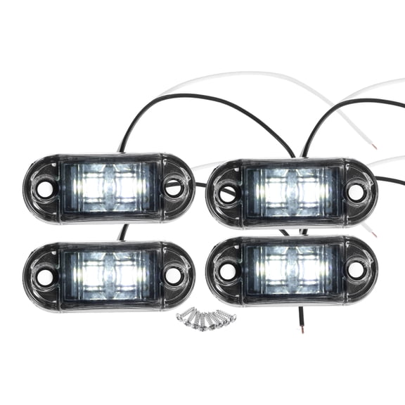 Unique Bargains Front Rear Side Marker Light 2 LED for Truck Camper Van Lorry RV Plastic White (Set of 4)
