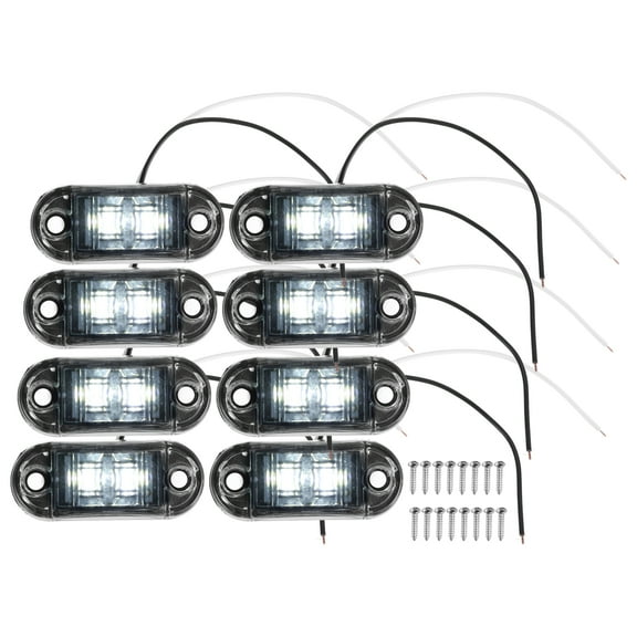 Unique Bargains Front Rear Side Marker Light 2 LED for Truck Camper Van Lorry RV Plastic White (Set of 8)