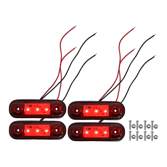 Unique Bargains Front Rear Side Marker Light 3 LED Sealed for Truck Camper Van Lorry RV Plastic Red (Set of 4)