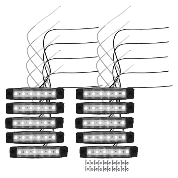 Unique Bargains Front Rear Side Marker Light 6 LED for Trailer Truck Caravan RV Van Lorry Tractor White (Set of 10)
