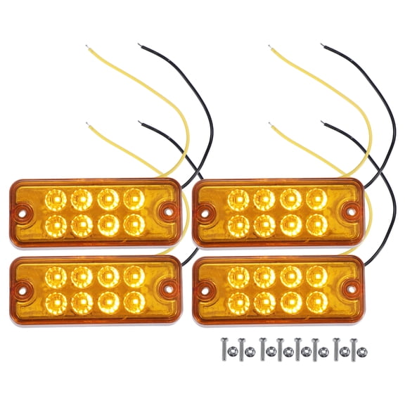 Unique Bargains Front Rear Side Marker Light 8 LED 3.94" for Truck Trailer Van Caravan Lorry Car Bus Amber (Set of 4)