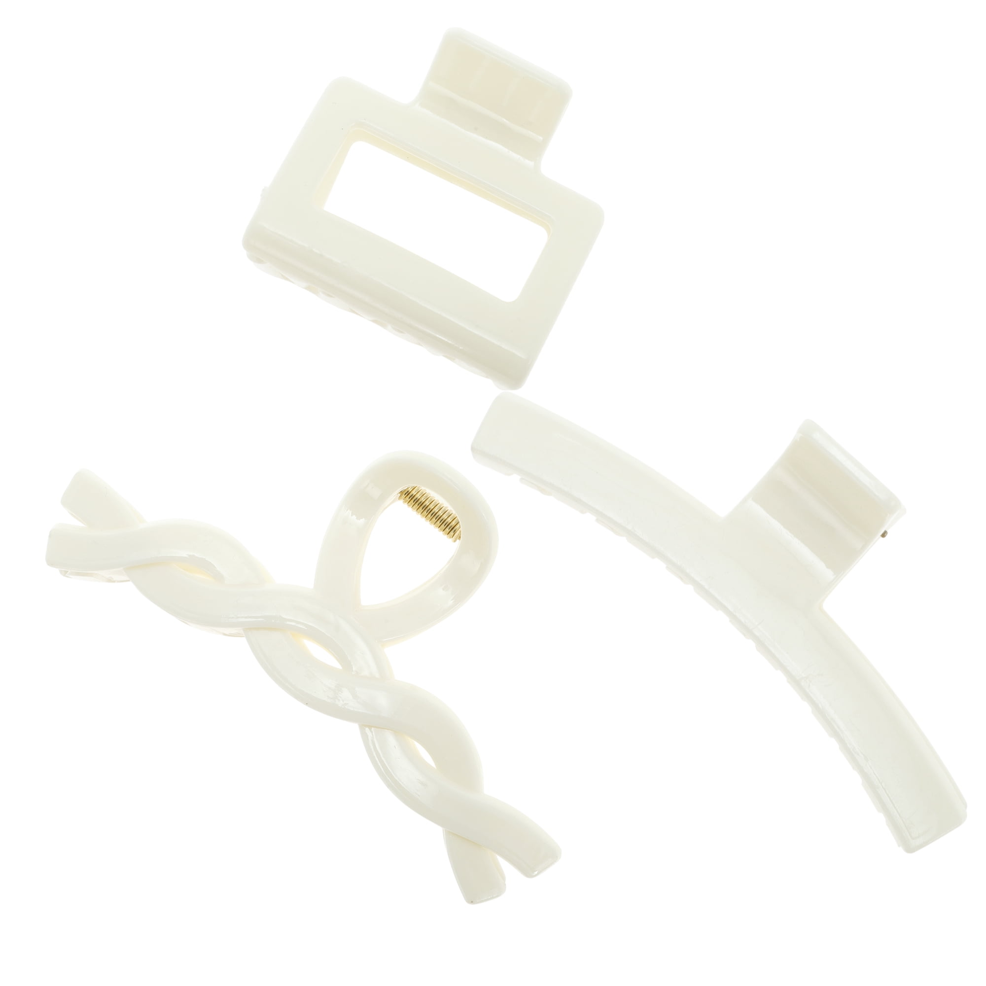 Unique Bargains Frosted Grace Hair Clips for Home Milky White 3 Pcs