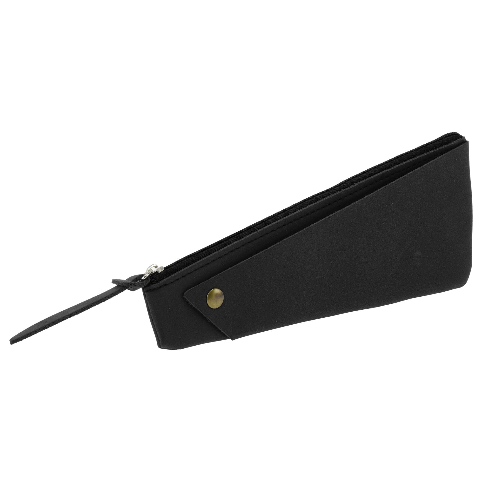 Unique Bargains Frosted Irregular Shape Style Pen Bag Organizer Black