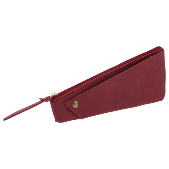 Unique Bargains Frosted Irregular Shape Style Pen Bag Organizer Wine Red