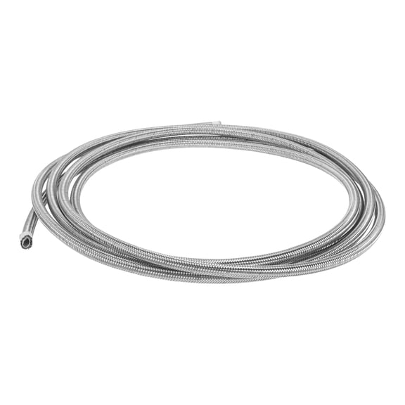 Unique Bargains Fuel Line 1/3"ID 3/7"OD 460cm/15ft Vacuum Automotive Fuel PTFE Rubber,Stainless Steel Silver Tone 1 Pcs AN6