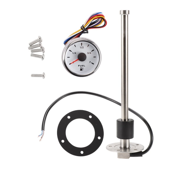 Unique Bargains Fuel Sending Unit and Gauge Kit 10.51" Length Boat Fuel Sending Unit Marine Fuel Sender Unit Metal Silver Tone White 1 Set 240-33 Ohm
