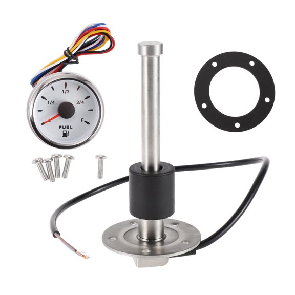 Unique Bargains Fuel Sending Unit and Gauge Kit 5.91" Length Boat Fuel Sending Unit Marine Fuel Sender Unit Metal Silver Tone White 1 Set 240-33 Ohm