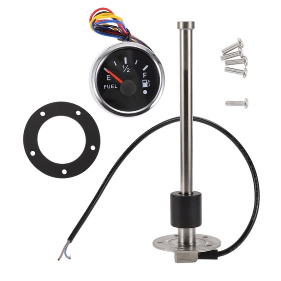 Unique Bargains Fuel Sending Unit and Gauge Kit 8.86" Length Boat Fuel Sending Unit Marine Fuel Sender Unit Metal Silver Tone Black 1 Set 0-190 Ohm