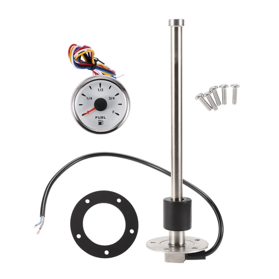 Unique Bargains Fuel Sending Unit and Gauge Kit Boat Fuel Sending Unit Marine Fuel Sender Unit Metal 10.51" 1 Set Silver Tone Black White 0-190 Ohm