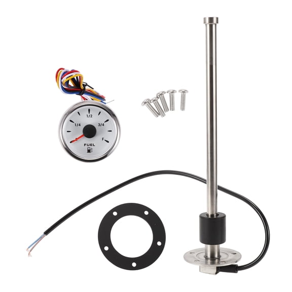 Unique Bargains Fuel Sending Unit and Gauge Kit Boat Fuel Sending Unit Marine Fuel Sender Unit Metal 10.83" 1 Set Silver Tone Black White 0-190 Ohm