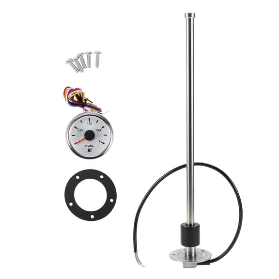 Unique Bargains Fuel Sending Unit and Gauge Kit Boat Fuel Sending Unit Marine Fuel Sender Unit Metal 14.76" 1 Set Silver Tone Black White 0-190 Ohm