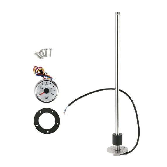 Unique Bargains Fuel Sending Unit and Gauge Kit Boat Fuel Sending Unit Marine Fuel Sender Unit Metal 16.93" 1 Set Silver Tone Black White 0-190 Ohm