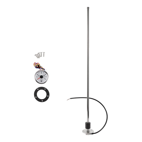 Unique Bargains Fuel Sending Unit and Gauge Kit Boat Fuel Sending Unit Marine Fuel Sender Unit Metal 30.98" 1 Set Silver Tone Black White 0-190 Ohm