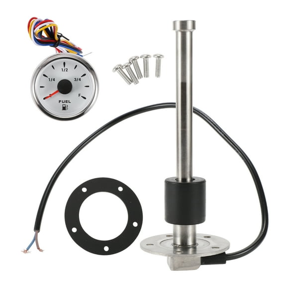 Unique Bargains Fuel Sending Unit and Gauge Kit Boat Fuel Sending Unit Marine Fuel Sender Unit Metal 6.69" 1 Set Silver Tone Black White 0-190 Ohm