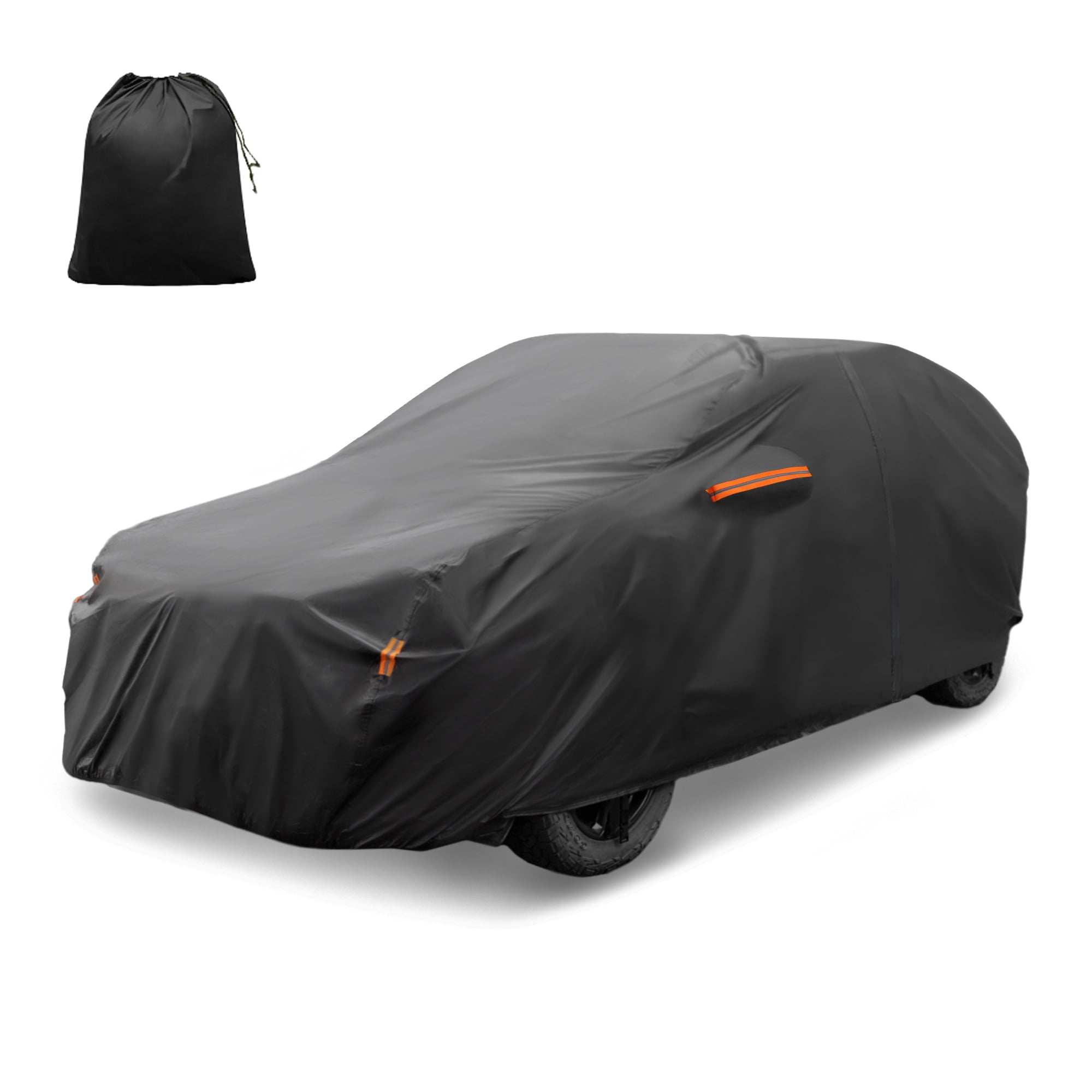 Unique Bargains Aluminum Film Outdoor Full Car Cover with Driver Door Zipper Black for Toyota RAV4 2012-2022 185"x75"x59"