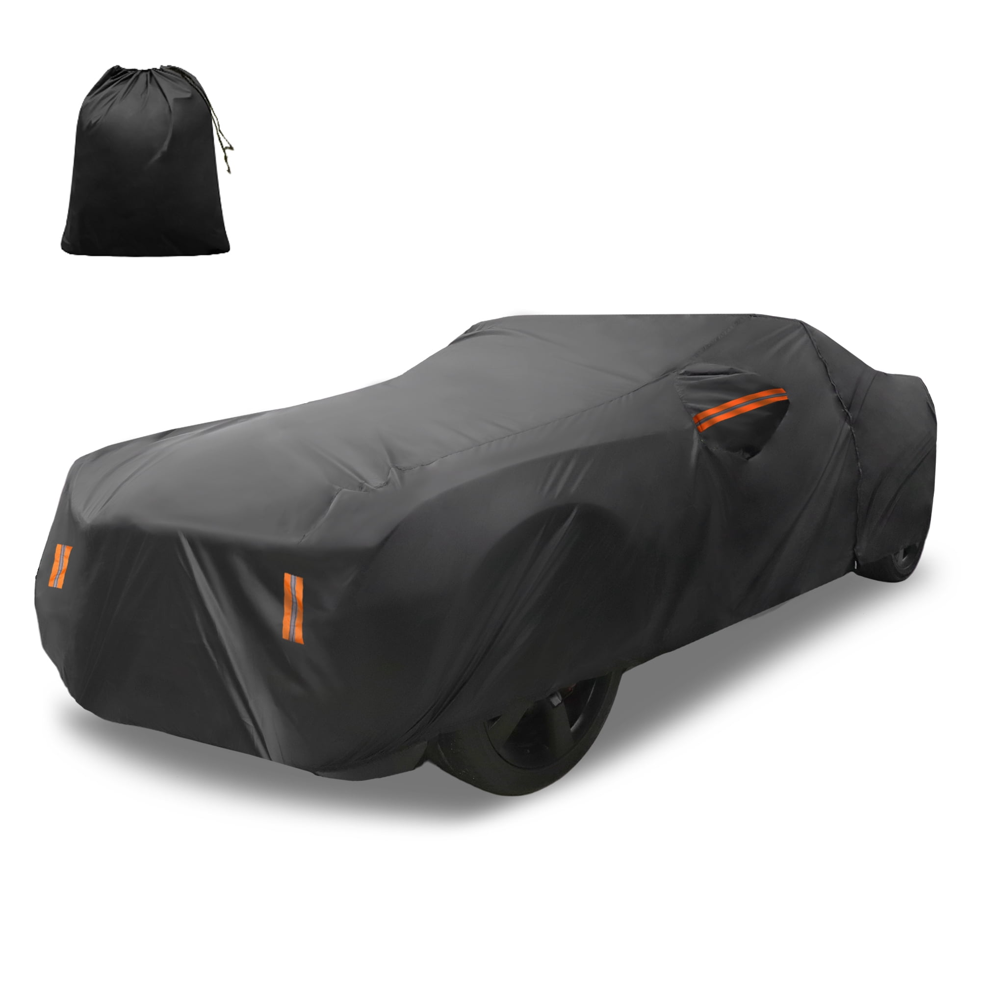 Unique Bargains Full Car Cover with Door Black for Chevy Camaro 2010-2021 195"x75"x49"