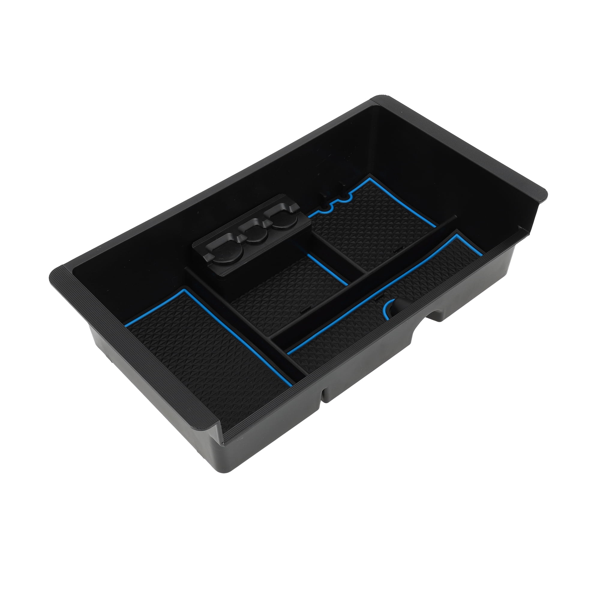 Unique Bargains Full Center Console Organizer Tray for Chevy Silverado 1500 for GMC Sierra 1500 2014-2018 Armrest Storage Box Insert Tray Full Console w/Bucket Seats ONLY Plastic Black Blue