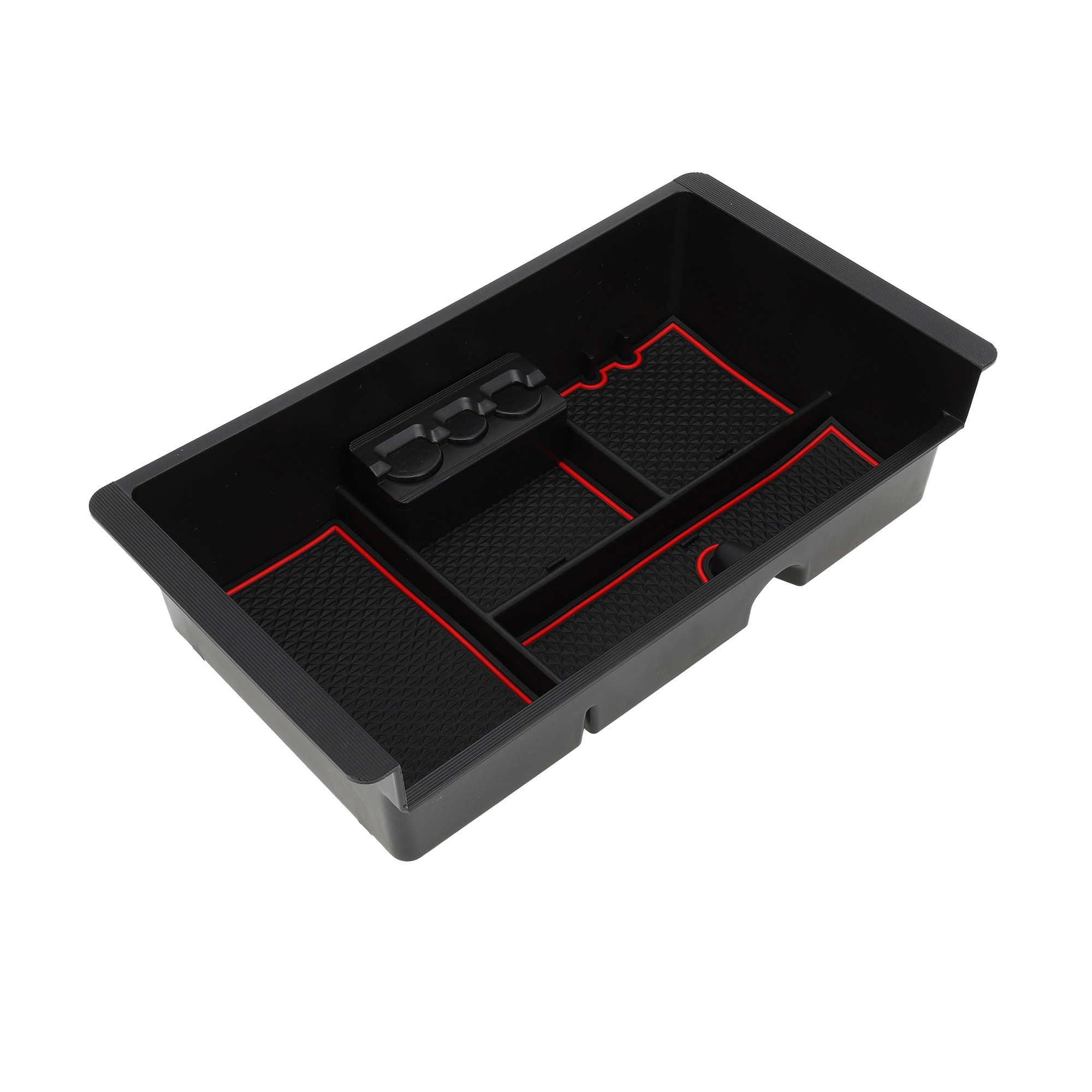 Unique Bargains Full Center Console Organizer Tray for Chevy Silverado 1500 for GMC Sierra 1500 2014-2018 Armrest Storage Box Insert Tray Full Console w/Bucket Seats ONLY Plastic Black Red