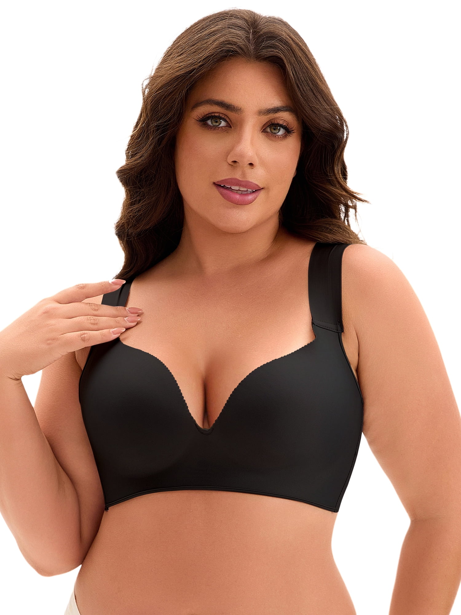 Unique Bargains Full Coverage Push Up Support Bra E 40 Black