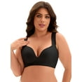 thumbnail image 1 of Unique Bargains Full Coverage Push Up Support Bra E 42 Black, 1 of 6