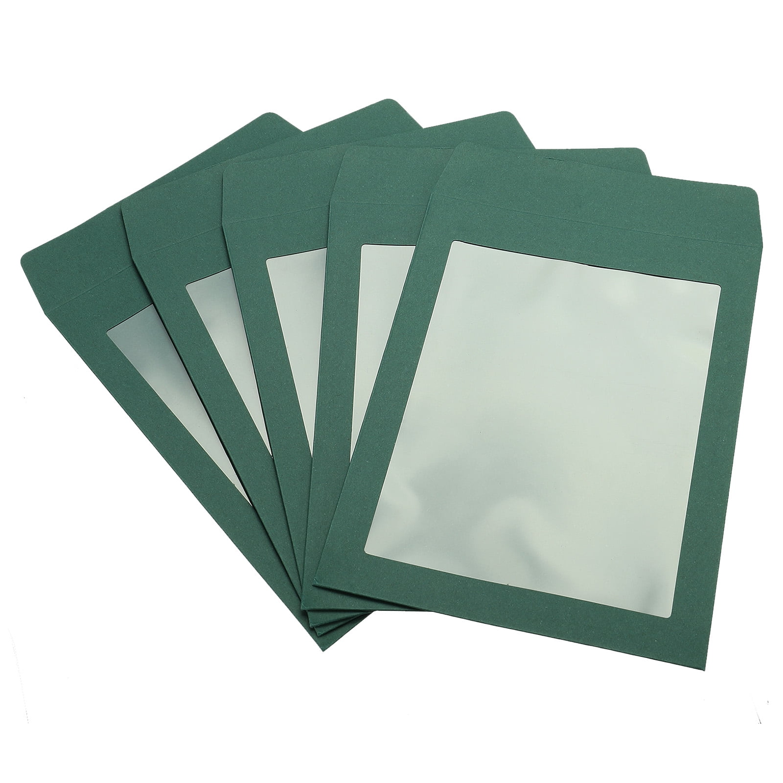 Unique Bargains Full Face Window Envelopes Clear Single Sided Green