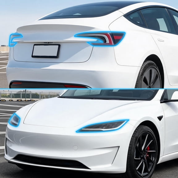 Unique Bargains Full Headlight Head Light Tint Kit for Tesla Model 3 2024-2025 TPU Precut Vinyl Overlay Tint Kit Transparent 1 Set