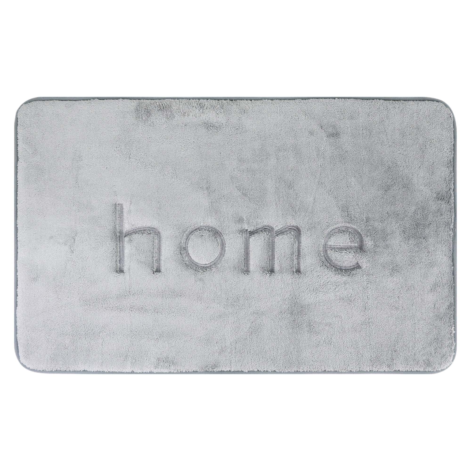 Unique Bargains Funny Letters Bath Rugs Non Slip Washable Bath Mats Grey 16" x 24"