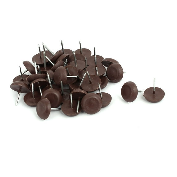 Unique Bargains Furniture Chair Foot Leg Round Base Pad Glide Nails Brown 15mmx17mm 40Pcs