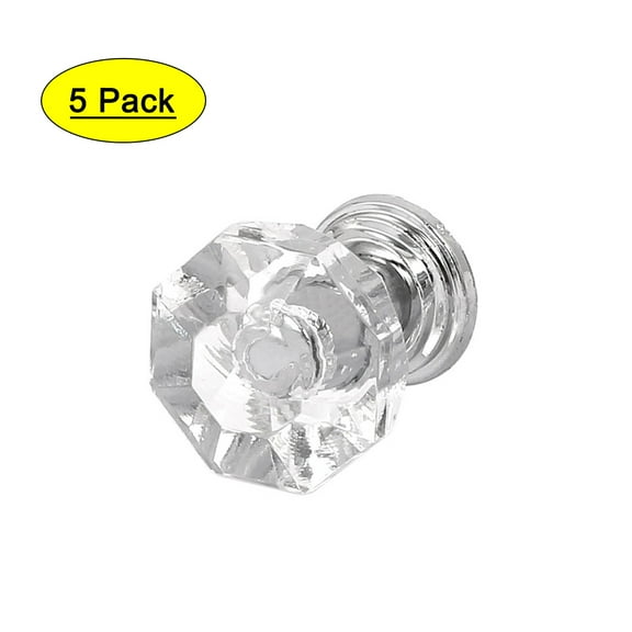 Unique Bargains Furniture Cupboard Drawer 20mm Diamond Shape Faux Crystal Pull Knob 5Pcs