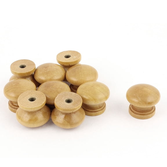 Unique Bargains Furniture Drawer Door Furniture Closet Wood Round Knob Pull Handle 10Pcs