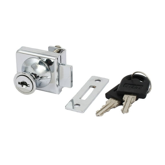 Unique Bargains Furniture Furniture Showcase Glass Door Lock Locker Silver Tone 38x36x32mm
